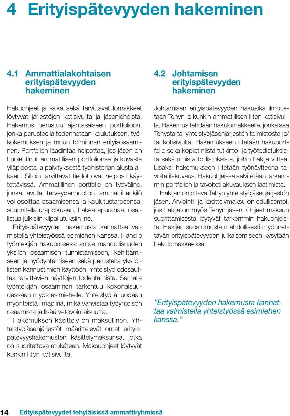 Portfolion laadintaa helpottaa, jos jäsen on huolehtinut ammatillisen portfolionsa jatkuvasta ylläpidosta ja päivityksestä työhistorian alusta alkaen.