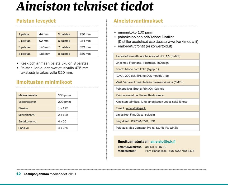 fi) embedatut fontit (ei konvertoidut) Tiedostoformaatti: Adobe Acrobat PDF 1,5 (CMYK) Keskipohjanmaan palstaluku on 8 palstaa.