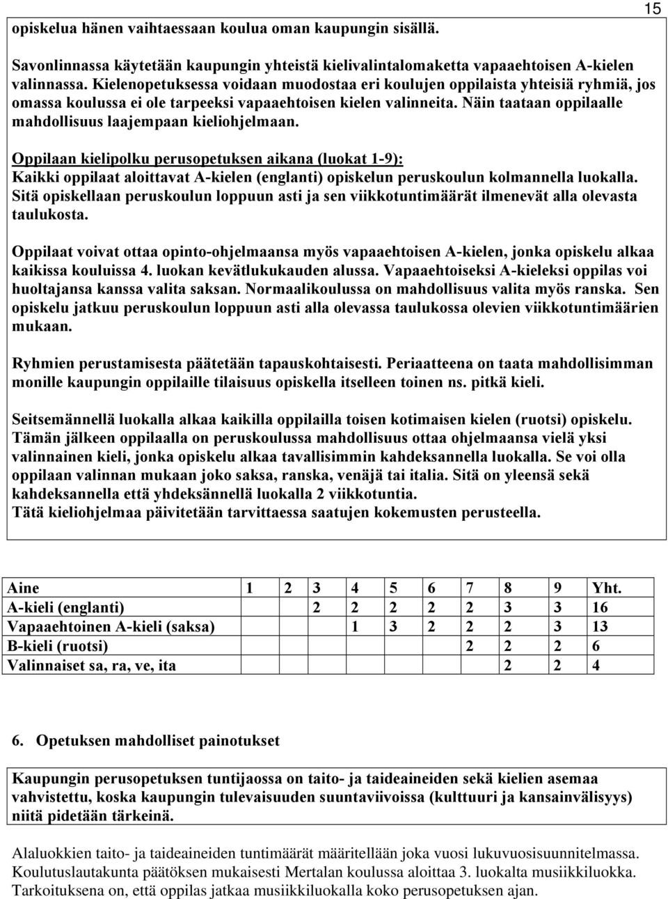 Näin taataan oppilaalle mahdollisuus laajempaan kieliohjelmaan.