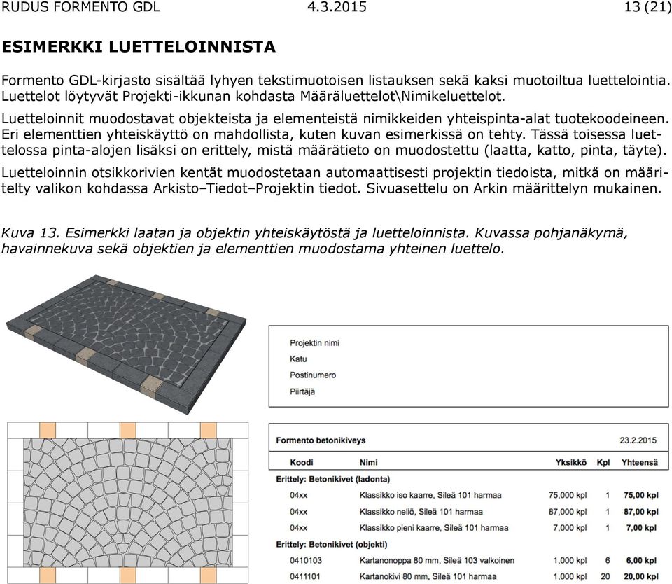 Eri elementtien yhteiskäyttö on mahdollista, kuten kuvan esimerkissä on tehty.