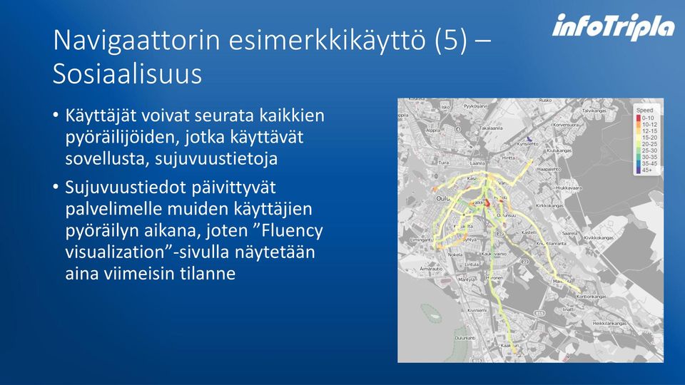 Sujuvuustiedot päivittyvät palvelimelle muiden käyttäjien pyöräilyn