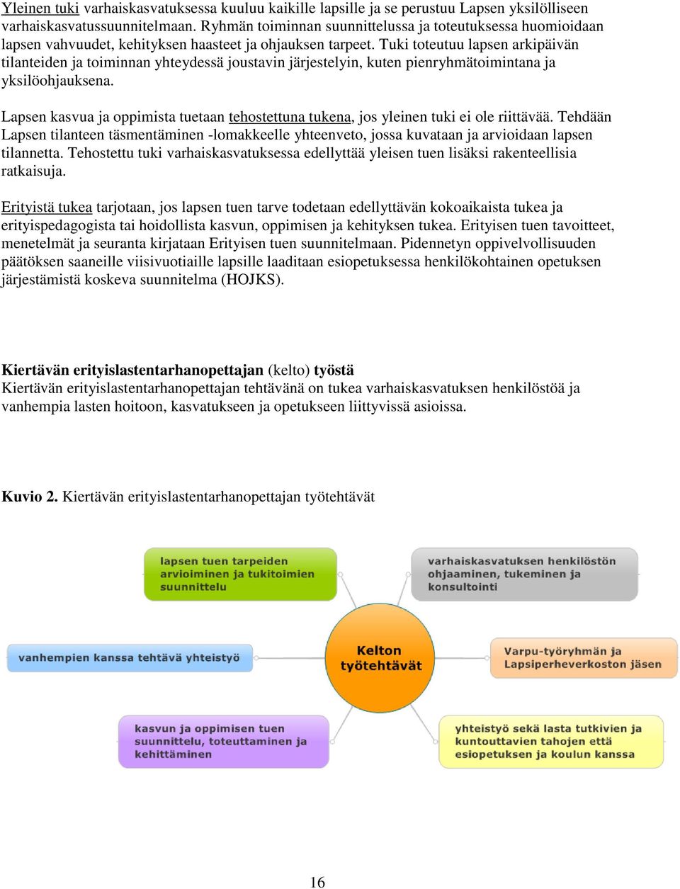 Tuki toteutuu lapsen arkipäivän tilanteiden ja toiminnan yhteydessä joustavin järjestelyin, kuten pienryhmätoimintana ja yksilöohjauksena.