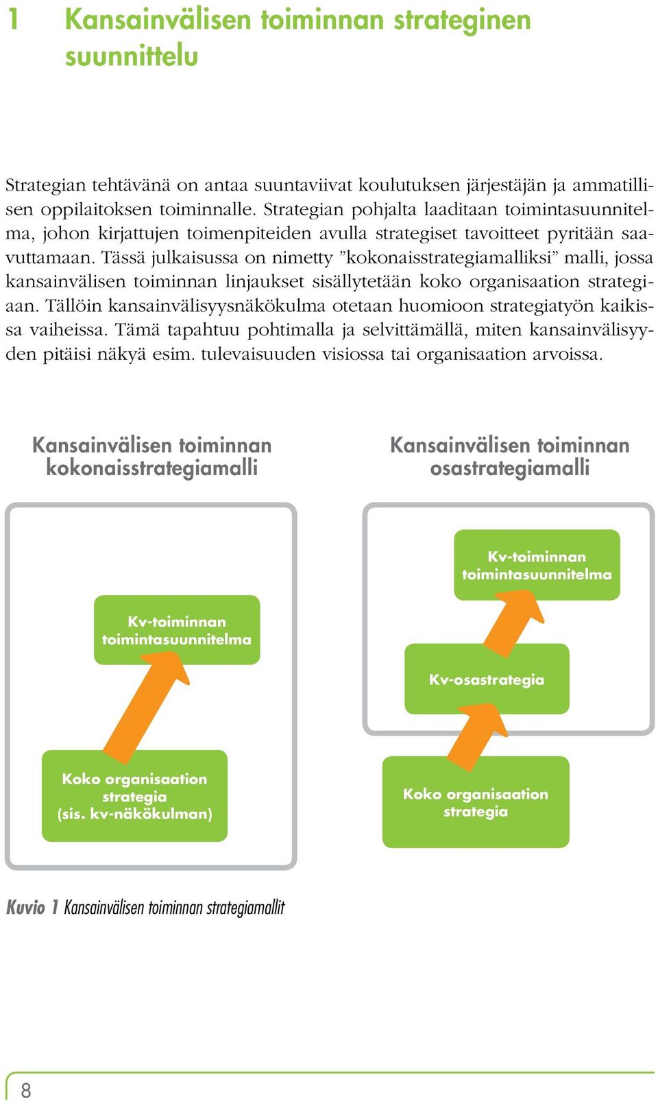 Tässä julkaisussa on nimetty kokonaisstrategiamalliksi malli, jossa kansainvälisen toiminnan linjaukset sisällytetään koko organisaation strategiaan.