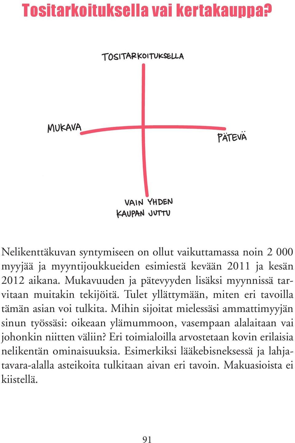 Mukavuuden ja pätevyyden lisäksi myynnissä tarvitaan muitakin tekijöitä. Tulet yllättymään, miten eri tavoilla tämän asian voi tulkita.