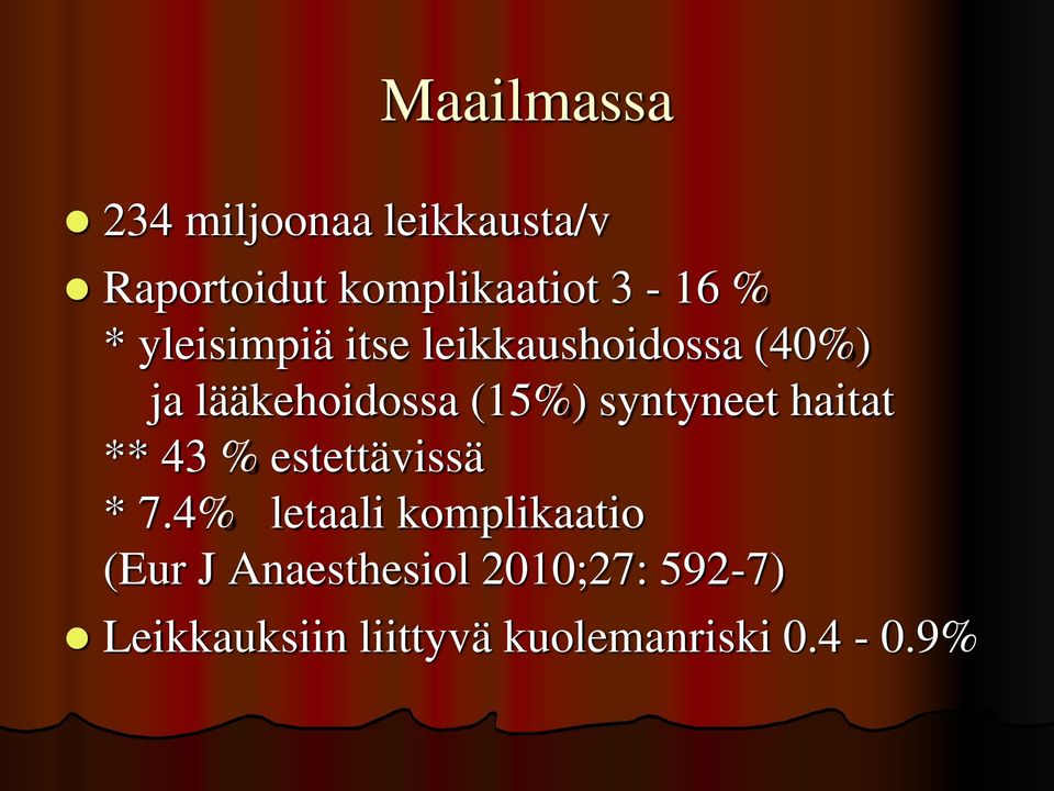 syntyneet haitat ** 43 % estettävissä * 7.