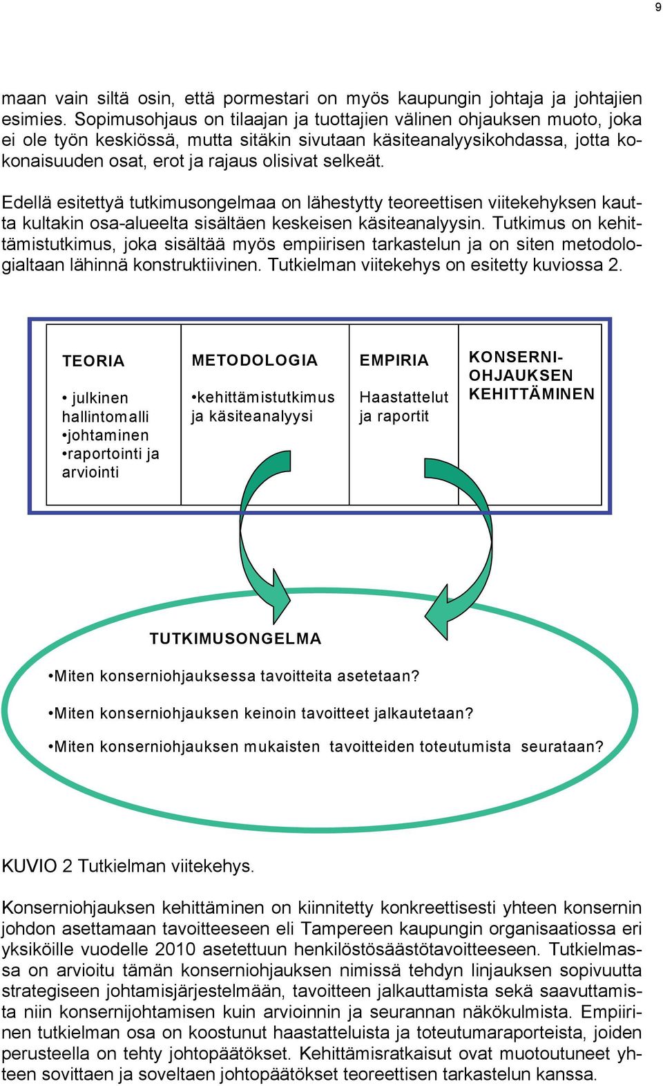 Edellä esitettyä tutkimusongelmaa on lähestytty teoreettisen viitekehyksen kautta kultakin osa-alueelta sisältäen keskeisen käsiteanalyysin.