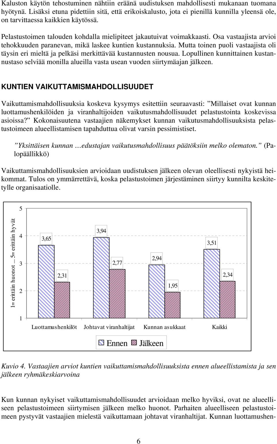 Osa vastaajista arvioi tehokkuuden paranevan, mikä laskee kuntien kustannuksia. Mutta toinen puoli vastaajista oli täysin eri mieltä ja pelkäsi merkittävää kustannusten nousua.