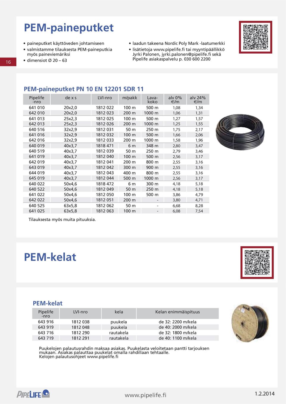 013 25x2,3 1812 026 200 m 1000 m 640 516 32x2,9 1812 031 50 m 250 m 641 016 32x2,9 1812 032 100 m 500 m 642 016 32x2,9 1812 033 200 m 1000 m 640 019 40x3,7 1818 471 6 m 348 m 640 519 40x3,7 1812 039