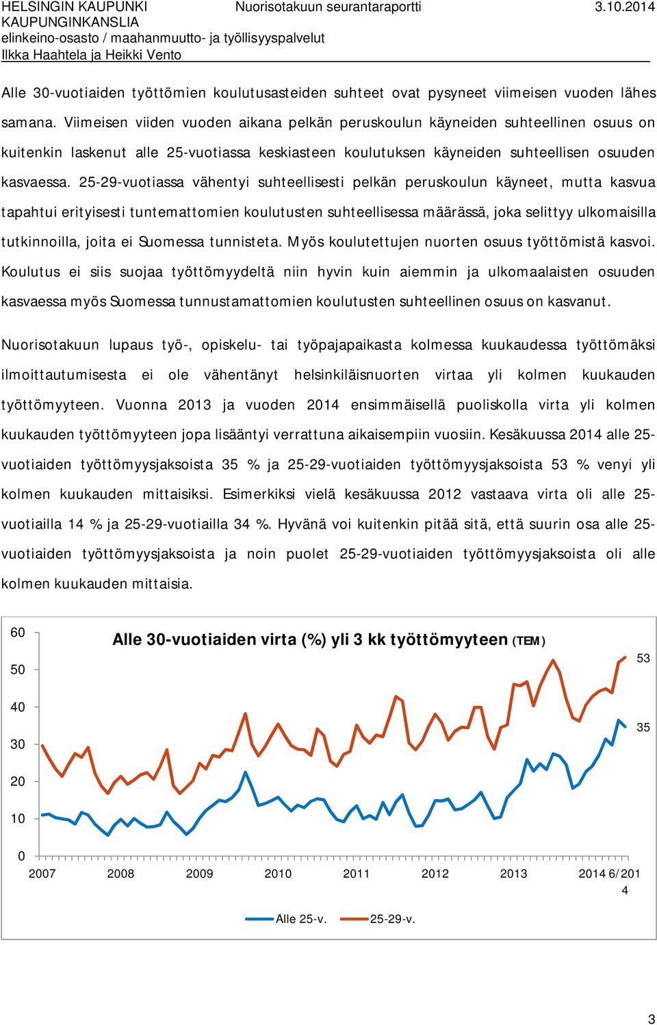 25-29-vuotiassa vähentyi suhteellisesti pelkän peruskoulun käyneet, mutta kasvua tapahtui erityisesti tuntemattomien koulutusten suhteellisessa määrässä, joka selittyy ulkomaisilla tutkinnoilla,