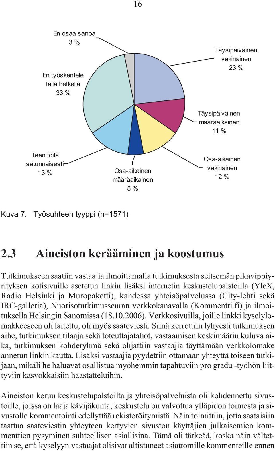 3 Aineiston kerääminen ja koostumus Tutkimukseen saatiin vastaajia ilmoittamalla tutkimuksesta seitsemän pikavippiyrityksen kotisivuille asetetun linkin lisäksi internetin keskustelupalstoilla (YleX,