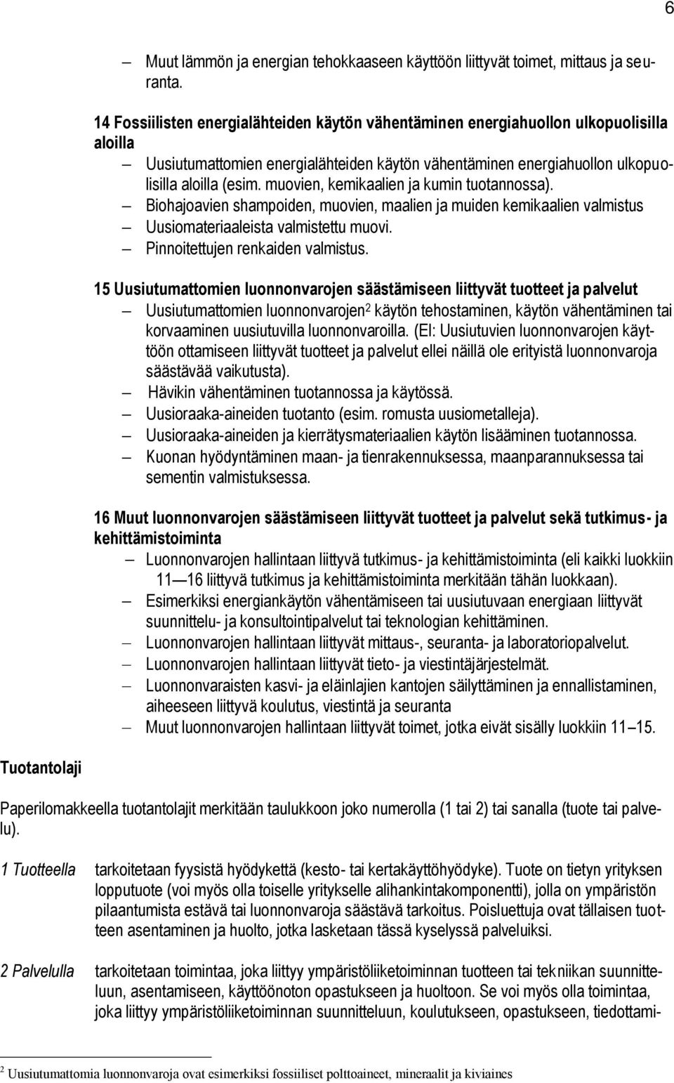 muovien, kemikaalien ja kumin tuotannossa). Biohajoavien shampoiden, muovien, maalien ja muiden kemikaalien valmistus Uusiomateriaaleista valmistettu muovi. Pinnoitettujen renkaiden valmistus.