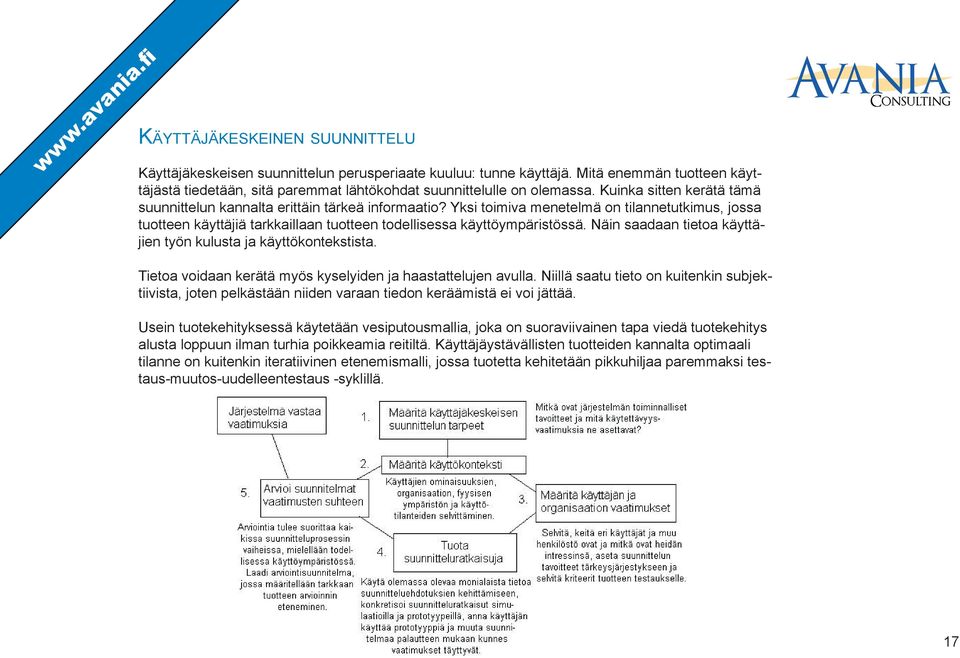 Näin saadaan tietoa käyttäjien työn kulusta ja käyttökontekstista. Tietoa voidaan kerätä myös kyselyiden ja haastattelujen avulla.