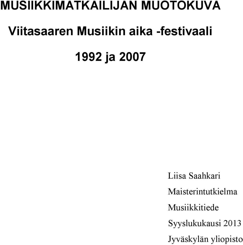 Liisa Saahkari Maisterintutkielma