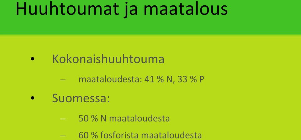 41 % N, 33 % P Suomessa: 50 % N