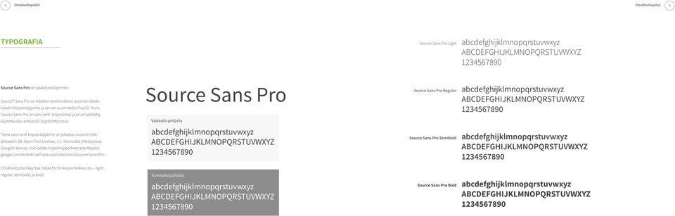 Source Sans Pro on sans serif -kirjansinlaji ja se on kehitetty käytettäväksi erityisesti käyttöliittymissä.