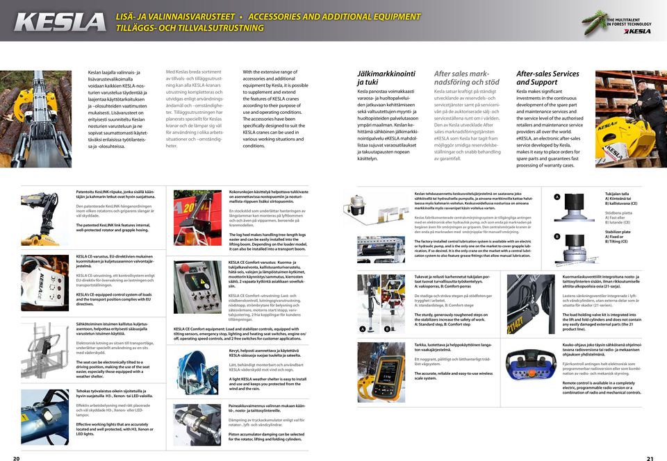 Lisävarusteet on erityisesti suunniteltu Keslan nosturien varusteluun ja ne sopivat saumattomasti käytettäväksi erilaisissa työtilanteissa ja -olosuhteissa.