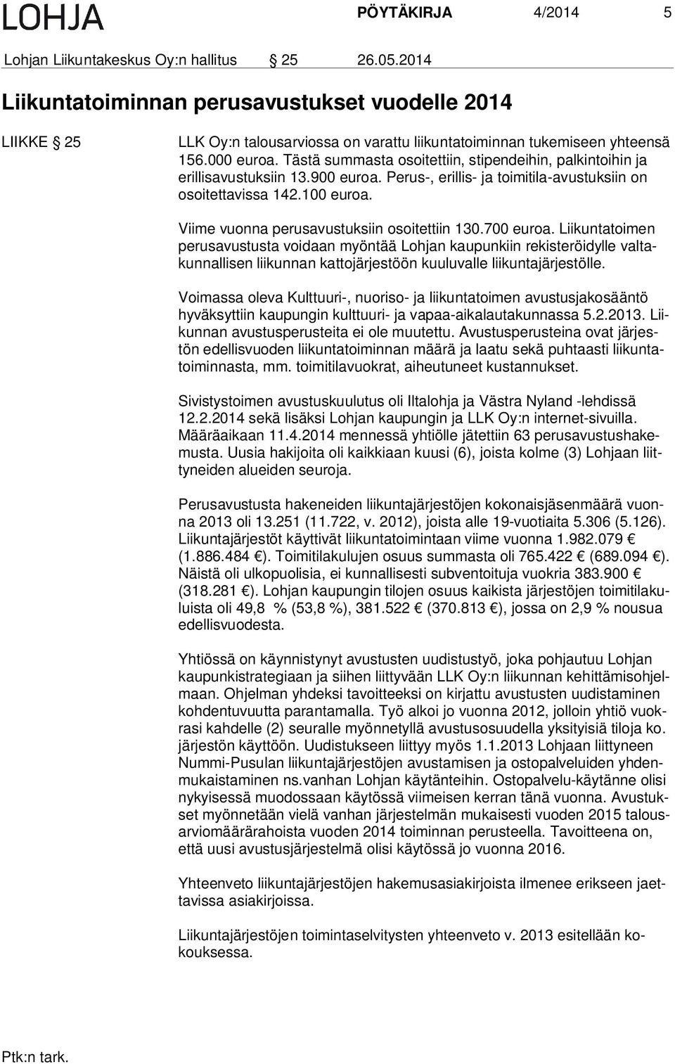 Tästä summasta osoitettiin, stipendeihin, palkintoihin ja eril lis avus tuk siin 13.900 euroa. Perus-, erillis- ja toimitila-avustuksiin on osoi tet ta vis sa 142.100 euroa.