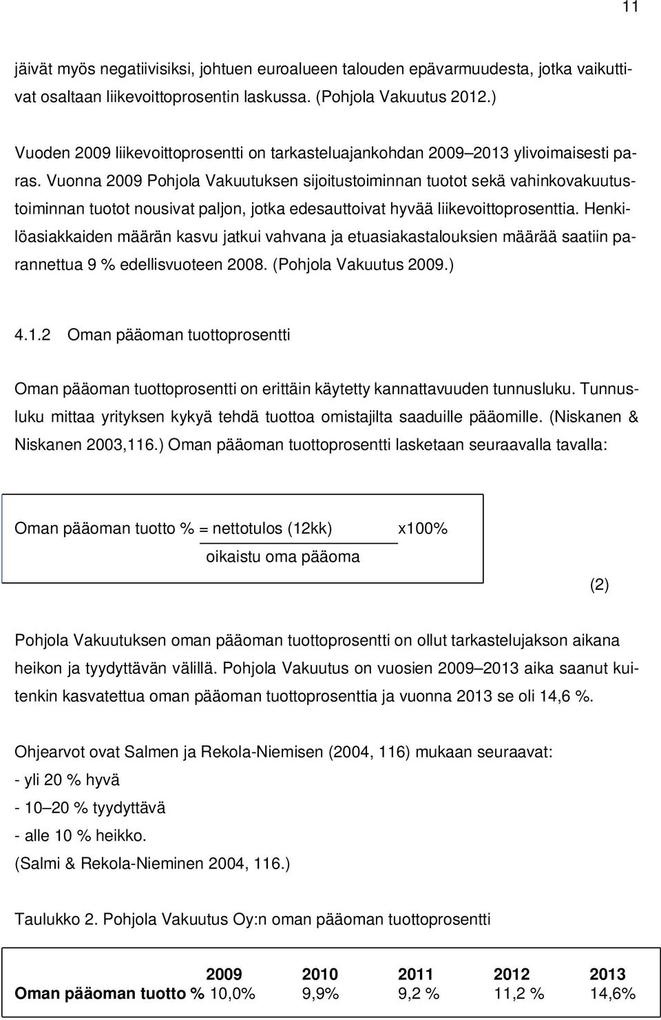 Vuonna 2009 Pohjola Vakuutuksen sijoitustoiminnan tuotot sekä vahinkovakuutustoiminnan tuotot nousivat paljon, jotka edesauttoivat hyvää liikevoittoprosenttia.