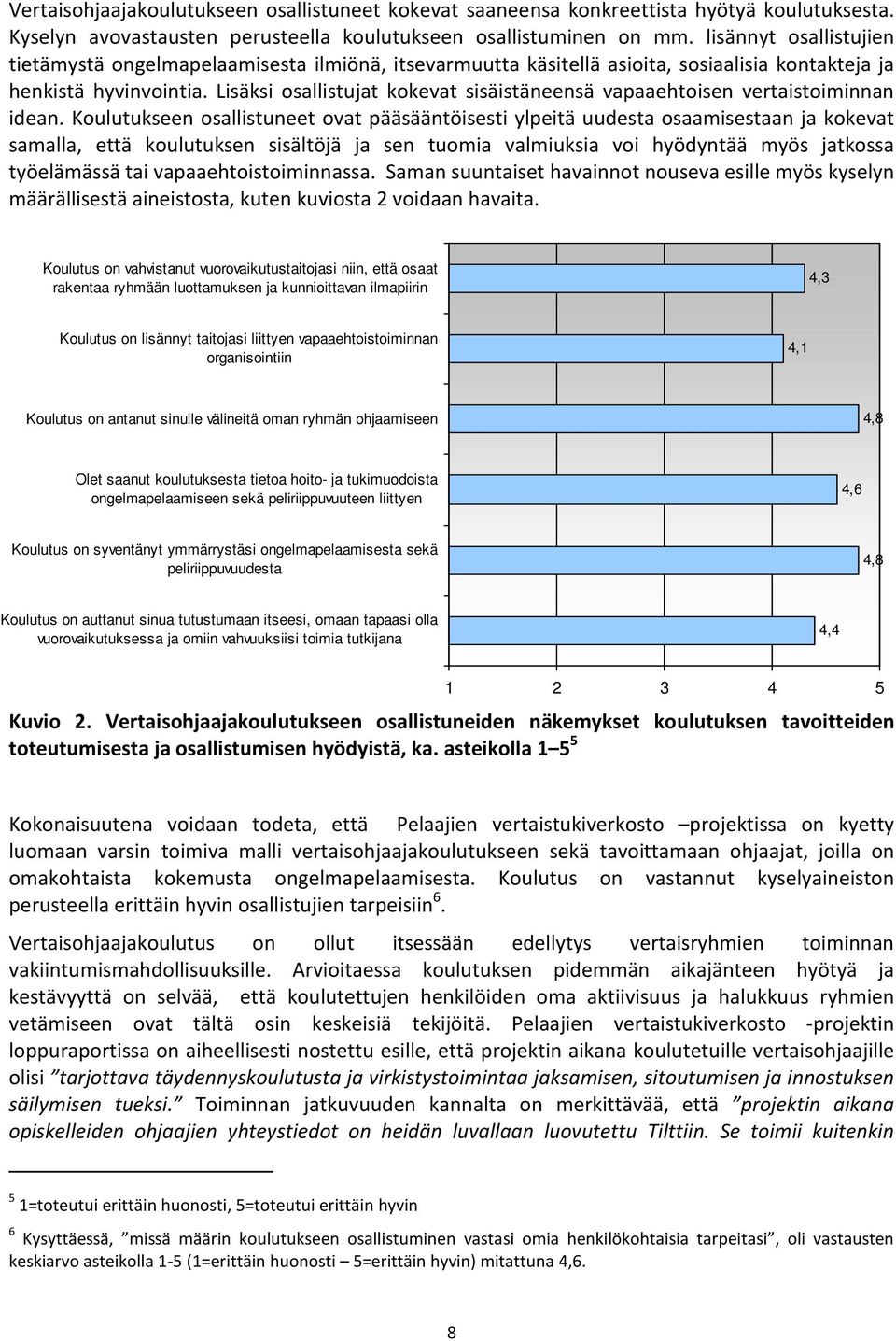 Lisäksi osallistujat kokevat sisäistäneensä vapaaehtoisen vertaistoiminnan idean.