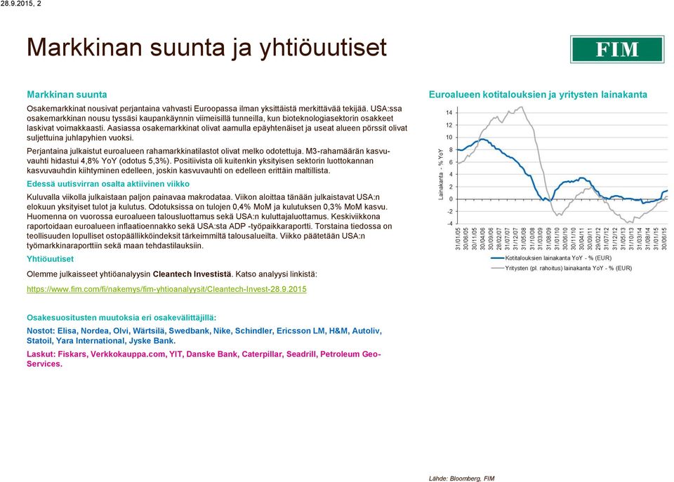 Aasiassa osakemarkkinat olivat aamulla epäyhtenäiset ja useat alueen pörssit olivat suljettuina juhlapyhien vuoksi. Perjantaina julkaistut euroalueen rahamarkkinatilastot olivat melko odotettuja.