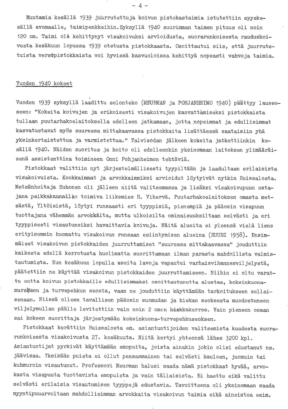 Osoittautui siis, että juurrutetuista versd)pistokkaista voi hyvissä kasvuoloissa kehittyä nopeasti vahvoja taimia.