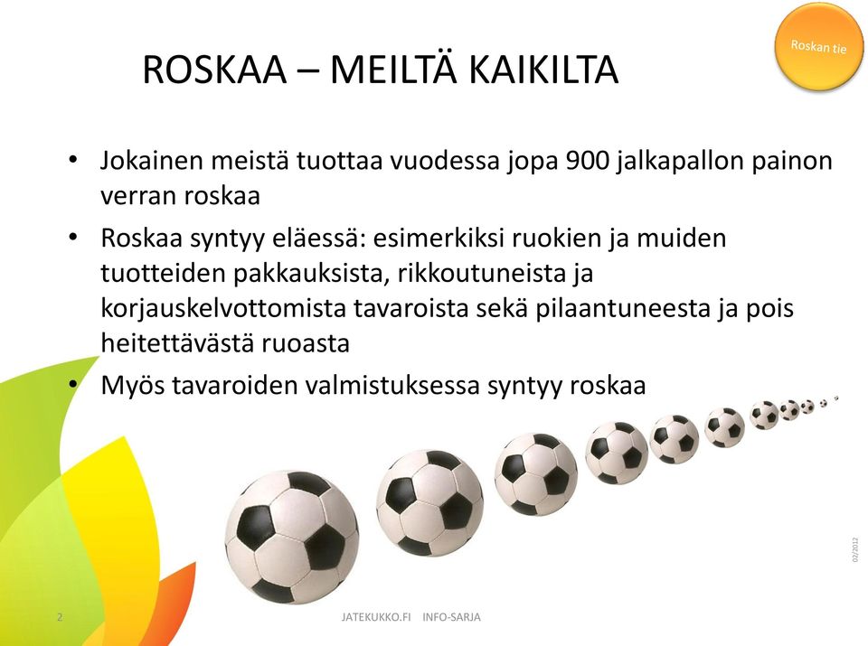 pakkauksista, rikkoutuneista ja korjauskelvottomista tavaroista sekä pilaantuneesta ja