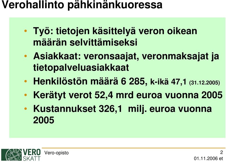 tietopalveluasiakkaat Henkilöstön määrä 6 285, k-ikä 47,1 (31.12.