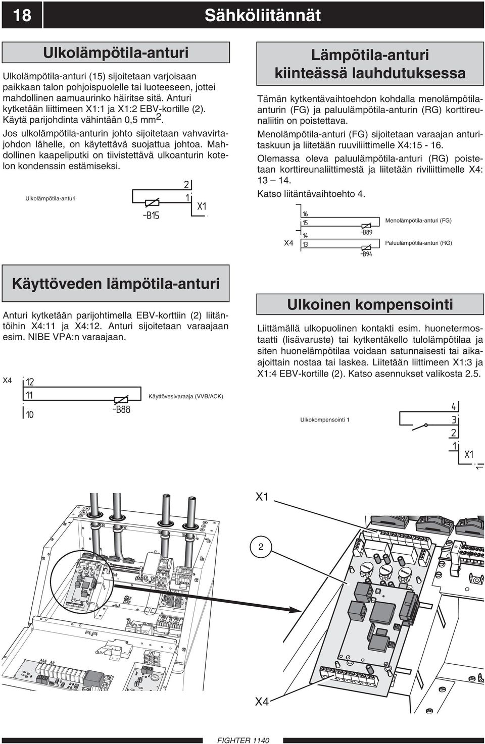 Mahdollinen kaapeliputki on tiivistettävä ulkoanturin kotelon kondenssin estämiseksi.