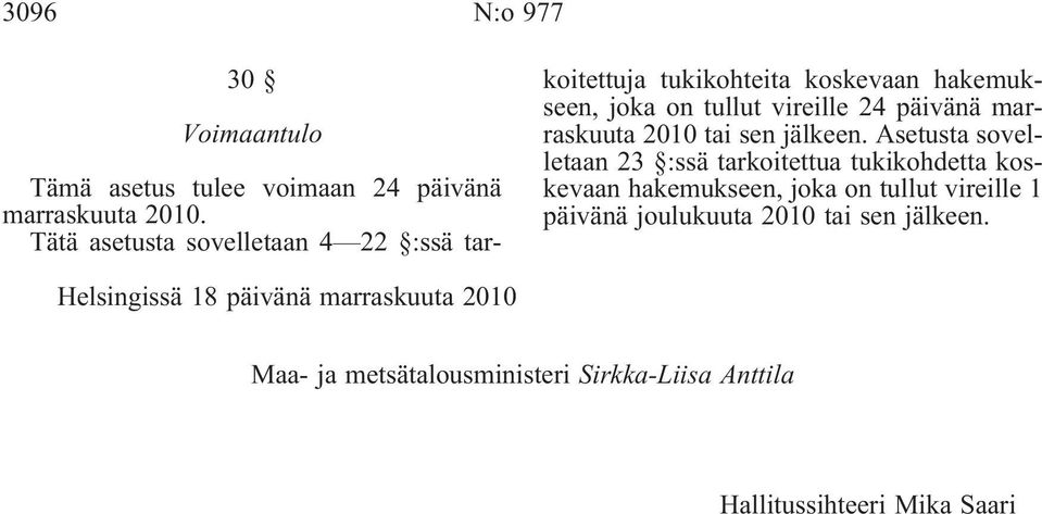 marraskuuta 2010 tai sen jälkeen.