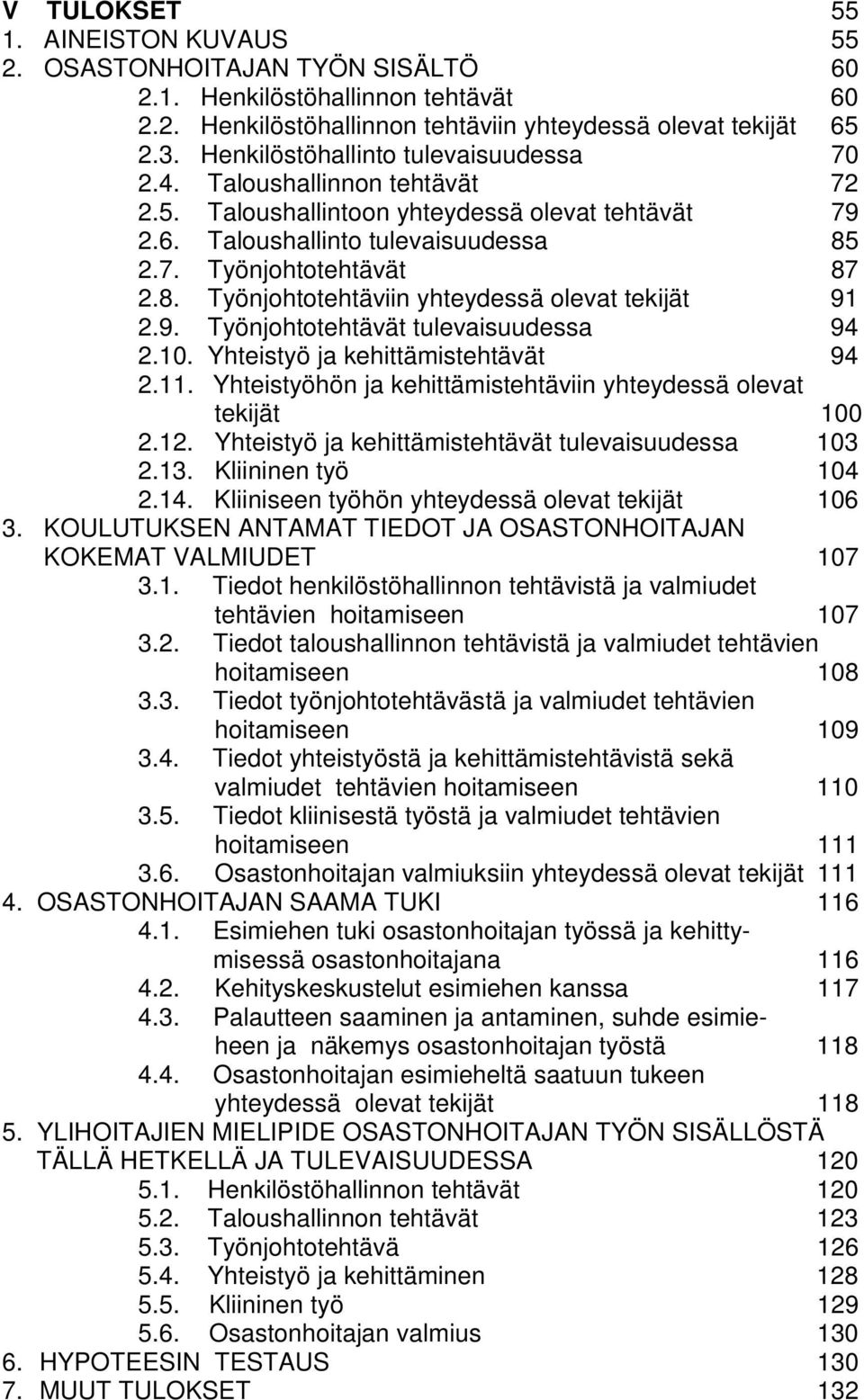 2.7. Työnjohtotehtävät 87 2.8. Työnjohtotehtäviin yhteydessä olevat tekijät 91 2.9. Työnjohtotehtävät tulevaisuudessa 94 2.10. Yhteistyö ja kehittämistehtävät 94 2.11.