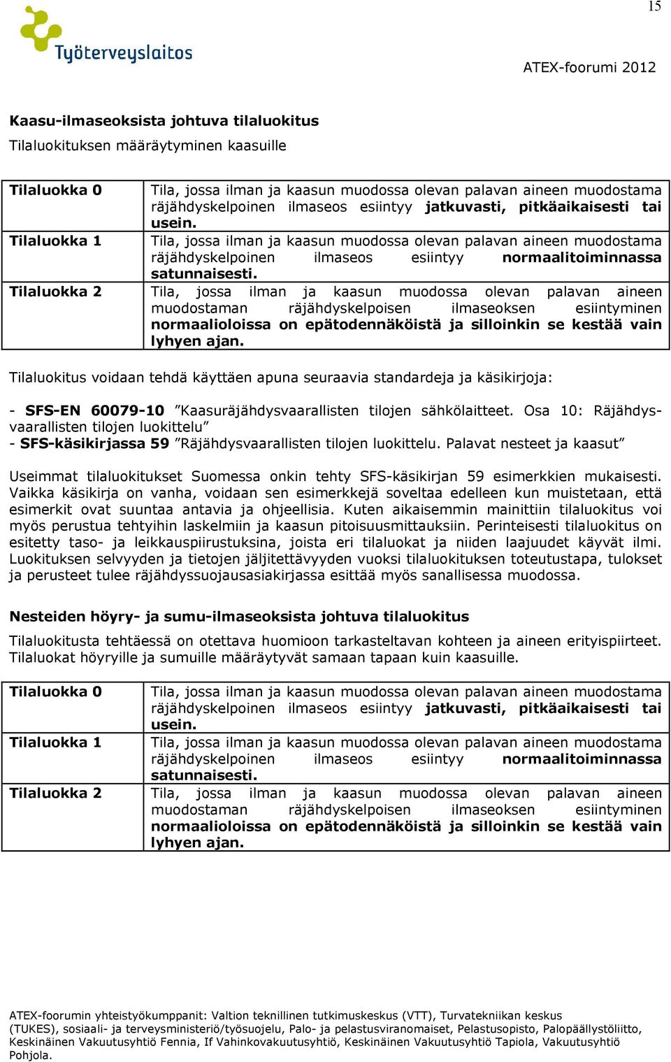 Tilaluokka 1 Tila, jossa ilman ja kaasun muodossa olevan palavan aineen muodostama räjähdyskelpoinen ilmaseos esiintyy normaalitoiminnassa satunnaisesti.