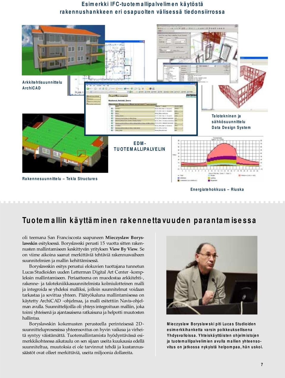 esityksessä. Boryslawski perusti 15 vuotta sitten rakennusten mallintamiseen keskittyvän yrityksen View By View.