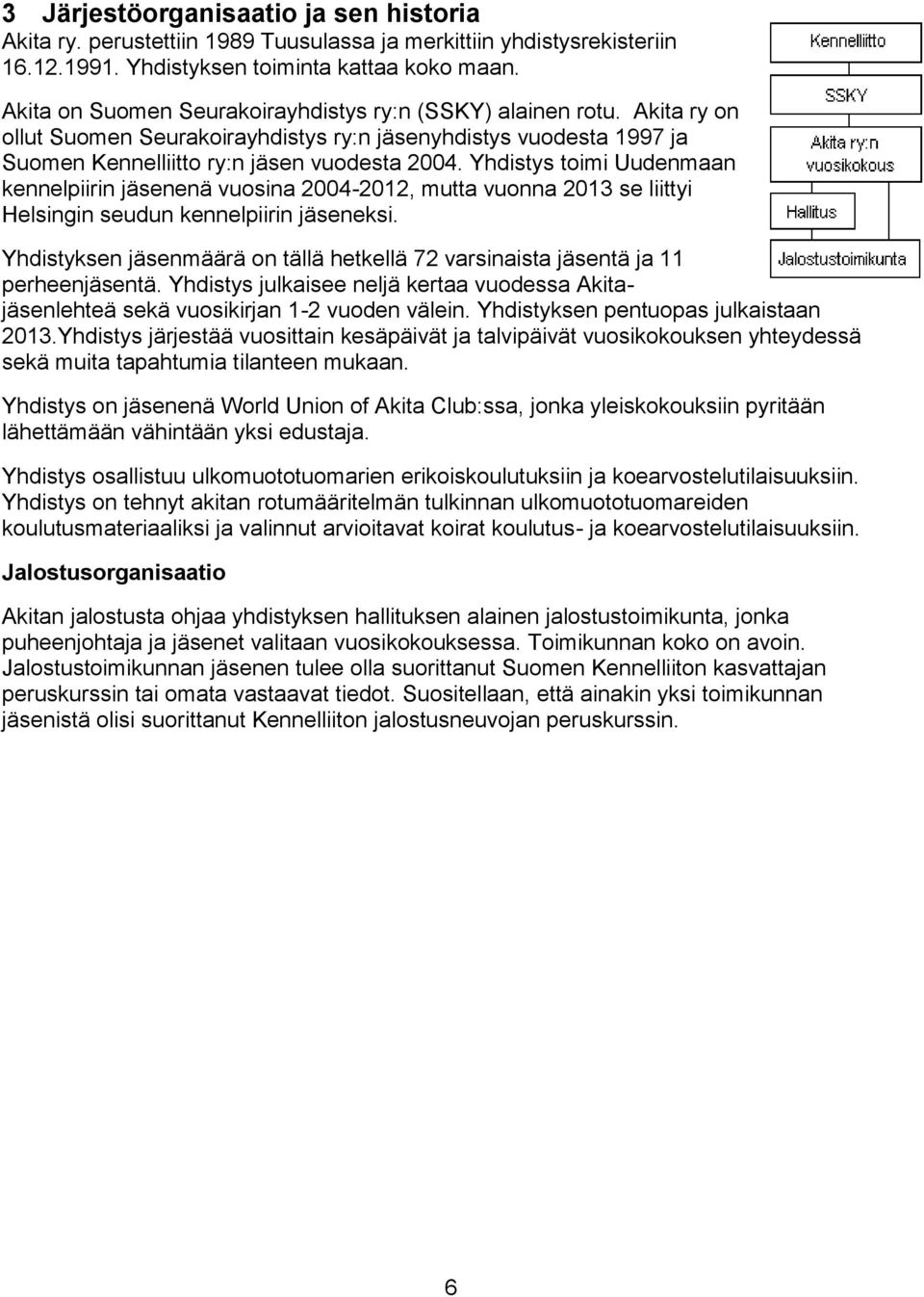 Yhdistys toimi Uudenmaan kennelpiirin jäsenenä vuosina 2004-2012, mutta vuonna 2013 se liittyi Helsingin seudun kennelpiirin jäseneksi.