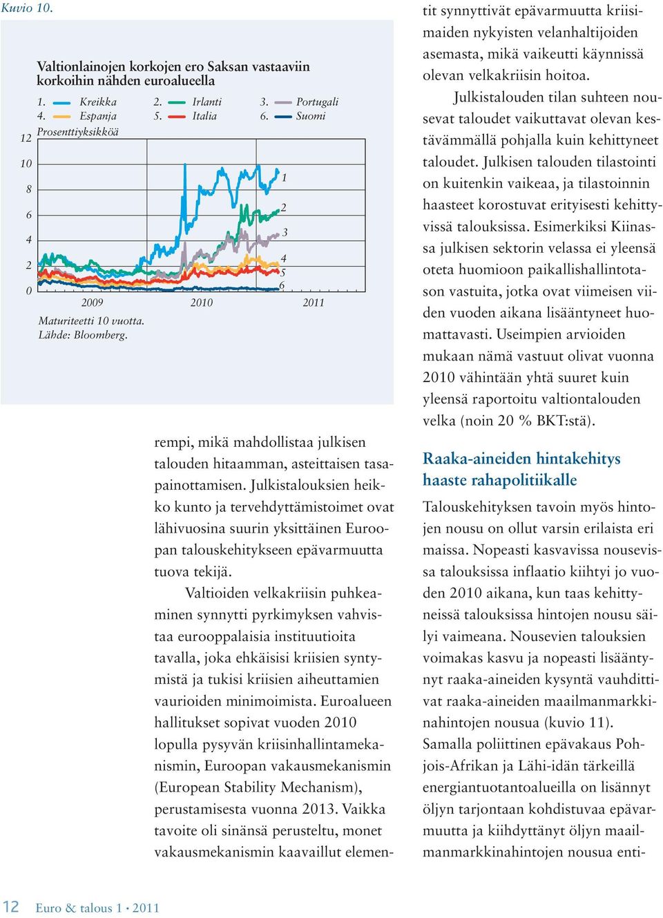 Julkistalouksien heikko kunto ja tervehdyttämistoimet ovat lähivuosina suurin yksittäinen Euroopan talouskehitykseen epävarmuutta tuova tekijä.