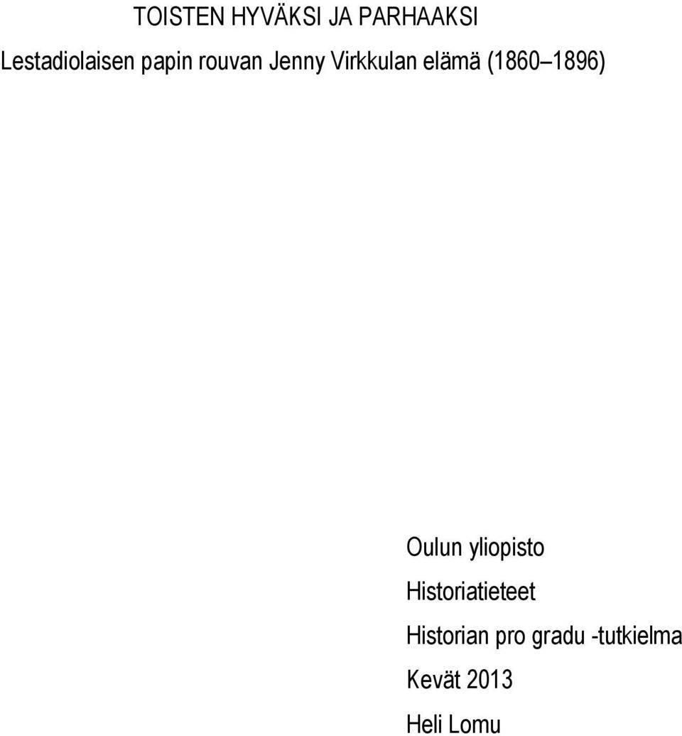 1896) Oulun yliopisto Historiatieteet