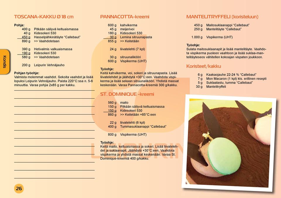 Paista 220 C:ssa n. 5-6 minuuttia. Varaa pohjia 2x85 g per kakku.