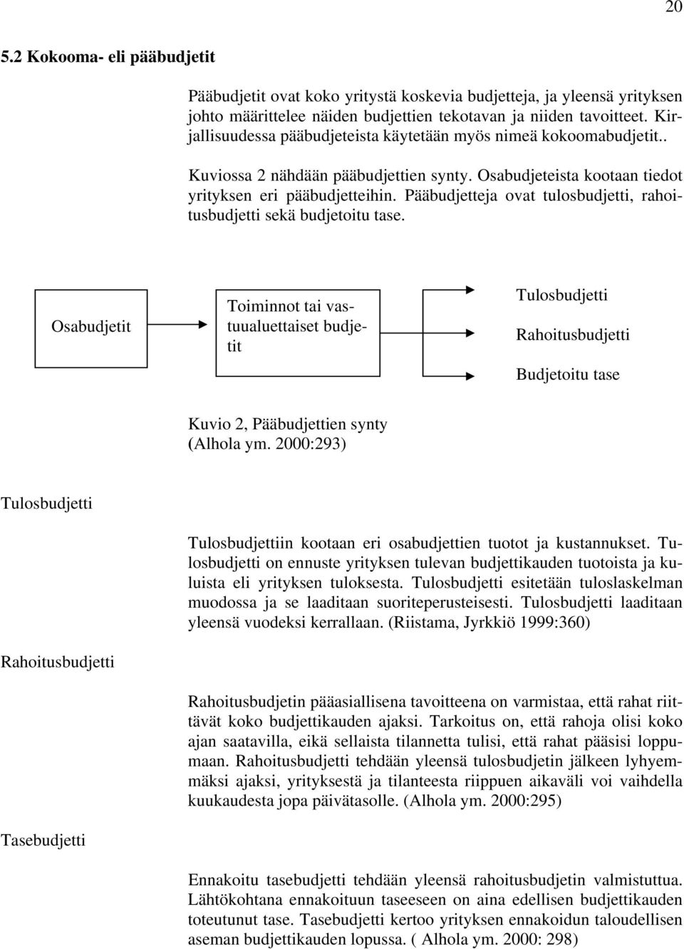 Pääbudjetteja ovat tulosbudjetti, rahoitusbudjetti sekä budjetoitu tase.