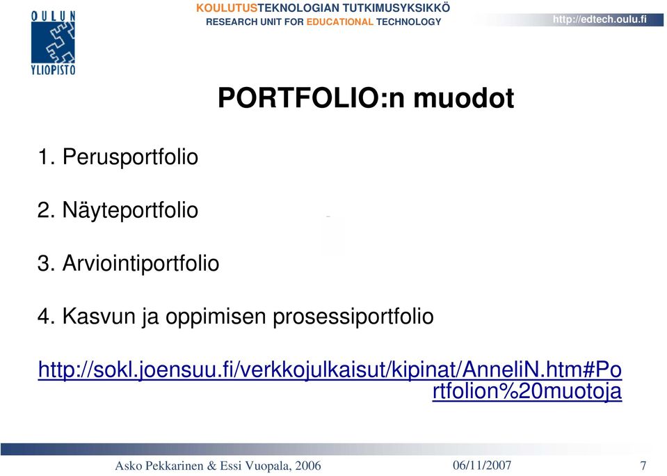 Kasvun ja oppimisen prosessiportfolio http://sokl.