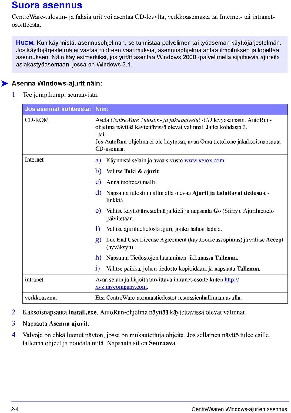 Näin käy esimerkiksi, jos yrität asentaa Windows 2000 -palvelimella sijaitsevia ajureita asiakastyöasemaan, jossa on Windows 3.1.