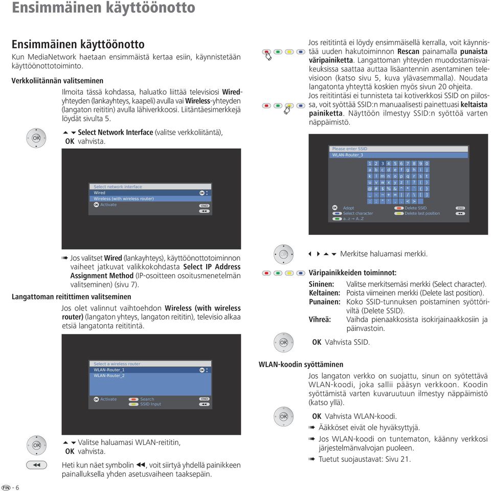 Liitäntäesimerkkejä löydät sivulta 5. Select Network Interface (valitse verkkoliitäntä), vahvista.