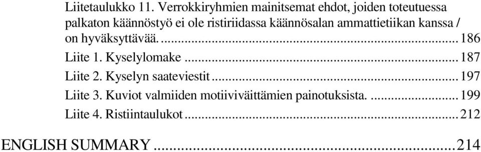 ristiriidassa käännösalan ammattietiikan kanssa / on hyväksyttävää.... 186 Liite 1.