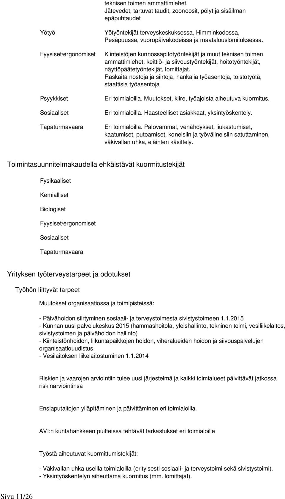 vuoropäiväkodeissa ja maatalouslomituksessa.