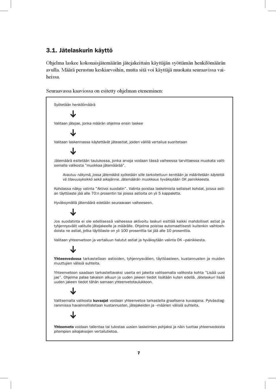 suoritetaan Jätemäärä esitetään taulukossa, jonka arvoja voidaan tässä vaiheessa tarvittaessa muokata valitsemalla valikosta muokkaa jätemäärää.