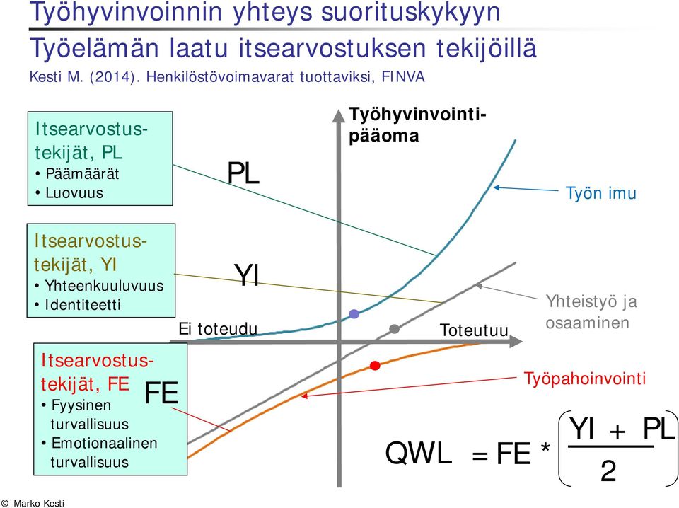 Työn imu Itsearvostustekijät, YI Yhteenkuuluvuus Identiteetti Itsearvostustekijät, FE Fyysinen