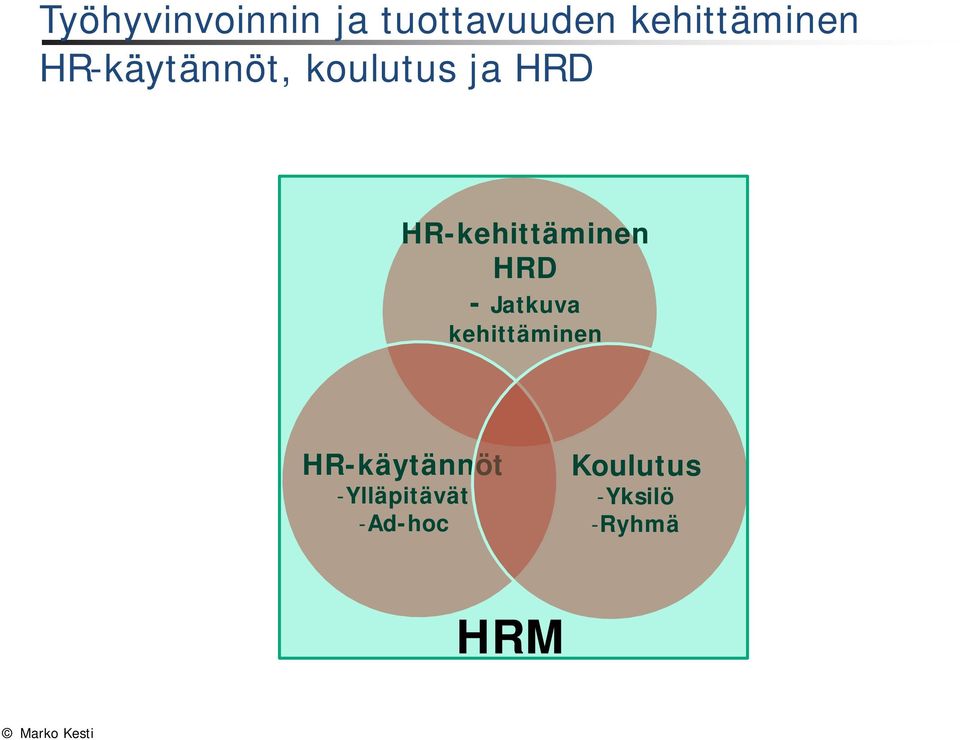 HR-kehittäminen HRD - Jatkuva kehittäminen