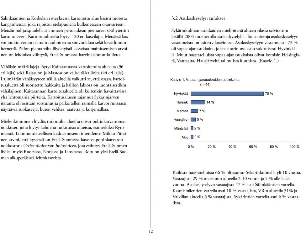 Metsässä kasvoi jonkin verran osittain rauhoitettua sinivuokkoa sekä kevätlinnunhernettä.