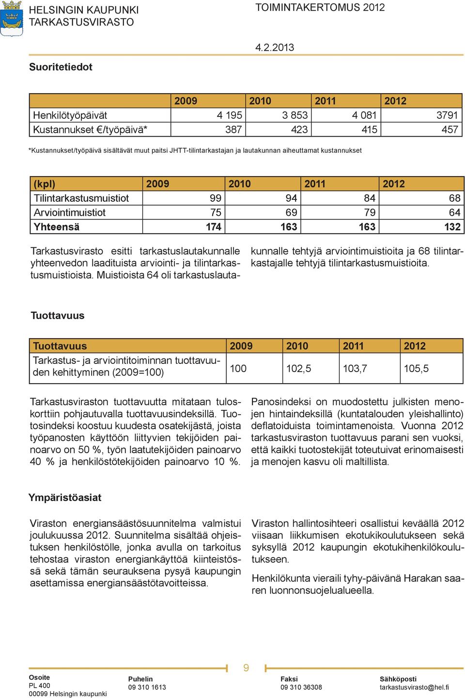 laadituista arviointi- ja tilintarkastusmuistioista. Muistioista 64 oli tarkastuslautakunnalle tehtyjä arviointimuistioita ja 68 tilintarkastajalle tehtyjä tilintarkastusmuistioita.