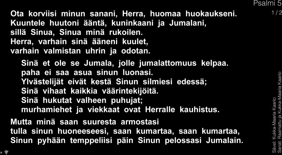 Ylvästelijät eivät kestä Sinun silmiesi edessä; Sinä vihaat kaikkia väärintekijöitä.