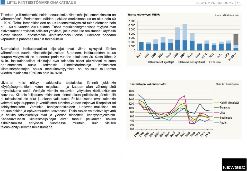 Tässä markkinasegmentissä myyjinä ovat aktivoituneet erityisesti sellaiset yritykset, jotka ovat itse omistaneet käytössä olevat tilansa.