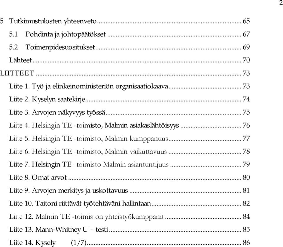 .. 76 Liite 5. Helsingin TE toimisto, Malmin kumppanuus... 77 Liite 6. Helsingin TE toimisto, Malmin vaikuttavuus... 78 Liite 7. Helsingin TE toimisto Malmin asiantuntijuus... 79 Liite 8.